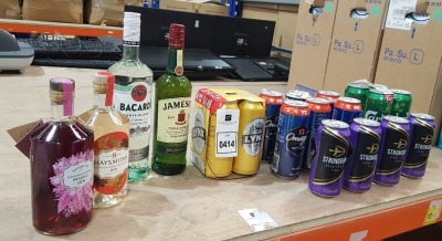 23 X PIECE MIXED BRAND NEW ALCOHOL LOT TO INCLUDE - 1L BACARDI - JAMESON WHISKEY 700CL - 2X HAYSMITHS GIN 700CL - 4X STRONGBOW DARK FRUIT CANS - 4X CARLSBERG CANS ETC