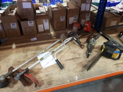 4 X MIXED LOT TO INCLUDE - 1X MCCULLOCH CHAIN SAW - TITAN GRINDER - 2X PETROL STRIMMERS - 1X STIHL 1X OLEO MAC - SPARE/REPAIRS