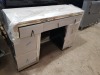 1 X 7 DRAWER WHITE GLOSS MIRRORED DESK - (PLEASE NOTE 2 LEFT SIDED LEGS) (NOTE: IT IS NOT POSSIBLE TO PACK THIS ITEM SECURELY FOR HAULIER TRANSPORTATION & WILL NEED TO BE COLLECTED IN PERSON)