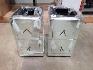 2 X MIRRORED 2 DRAWER BEDSIDE CABINETS WITH MISSING TOPS (NOTE: IT IS NOT POSSIBLE TO PACK THIS ITEM SECURELY FOR HAULIER TRANSPORTATION & WILL NEED TO BE COLLECTED IN PERSON)