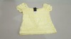 25 X BRAND NEW DOROTHY PERKINS YELLOW WOMANS CROP TOPS IN PALE YELLOW COLOUR - ALL IN VARIOUS SIZES TO INCLUDE UK 8 / UK 10 / UK 12 / UK 14 / UK 16 RRP £ 20.00 PP - TOTAL RRP £ 500.00