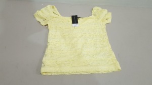 25 X BRAND NEW DOROTHY PERKINS YELLOW WOMANS CROP TOPS IN PALE YELLOW COLOUR - ALL IN VARIOUS SIZES TO INCLUDE UK 8 / UK 10 / UK 12 / UK 14 / UK 16 RRP £ 20.00 PP - TOTAL RRP £ 500.00