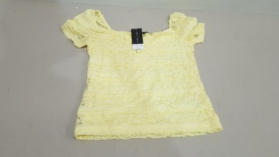 25 X BRAND NEW DOROTHY PERKINS YELLOW WOMANS CROP TOPS IN PALE YELLOW COLOUR - ALL IN SIZE UK 12 RRP £ 20.00 PP - TOTAL RRP £ 500.00