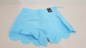 40 X BRAND NEW ATMOSPHERE BABY BLUE MINI SHORTS (SIZE UK 14 )