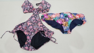 20 X BRAND NEW MIXED GEORGE SWIM BRIEFS - IN FLORAL PRINTS - IN MIXED SIZES TO INCLUDE UK 16 / 26 / 28 - IN 1 TRAY