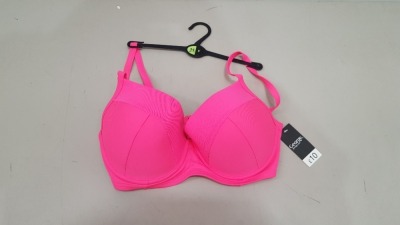 40 X BRAND NEW GEORGE PADDED SWIMWEAR BRA - IN LUMINOUS PINK - IN MIXED SIZES TO INCLUDE UK 34FC/ 34E / 36E - IN 2 TRAY