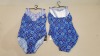 20 X BRAND NEW GEORGE BLUE WOMENS 1 PIECE SWIM SUITS - IN BLUE FLORAL PRINT - IN MIXED SIZES UK 12 / 14 / 20