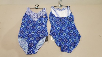 20 X BRAND NEW GEORGE BLUE WOMENS 1 PIECE SWIM SUITS - IN BLUE FLORAL PRINT - IN MIXED SIZES UK 14 / 16 / 20