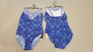 20 X BRAND NEW GEORGE BLUE WOMENS 1 PIECE SWIM SUITS - IN BLUE FLORAL PRINT - IN MIXED SIZES UK 14 / 16 / 20