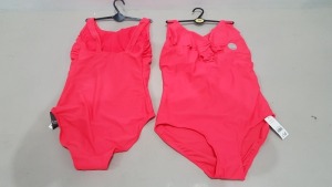 20 X BRAND NEW GEORGE WOMENS 1 PIECE BATHING SUITS - IN LUMINOIUS PINK/RED - IN MIXED SIZES UK 10 / 12 / 16 / 18