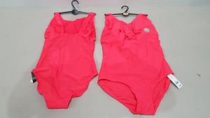 20 X BRAND NEW GEORGE WOMENS 1 PIECE BATHING SUITS - IN LUMINOIUS PINK/RED - IN MIXED SIZES UK 12 / 16 / 18