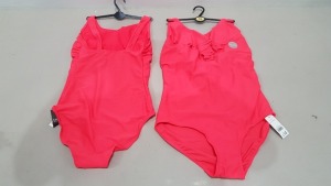 20 X BRAND NEW GEORGE WOMENS 1 PIECE BATHING SUITS - IN LUMINOIUS PINK/RED - IN MIXED SIZES UK 10 / 12 / 16