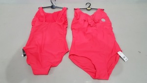 20 X BRAND NEW GEORGE WOMENS 1 PIECE BSTHING SUITS - IN LUMINOIUS PINK/RED - IN MIXED SIZES UK 12 / 16 / 18