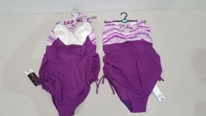 20 X BRAND NEW GEORGE WOMENS 1 PIECE BATHING SUITS - IN PURPLE - IN MIXED SIZES UK 12 / 14