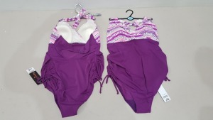 20 X BRAND NEW GEORGE WOMENS 1 PIECE BATHING SUITS - IN PURPLE - IN MIXED SIZES UK 12 / 14