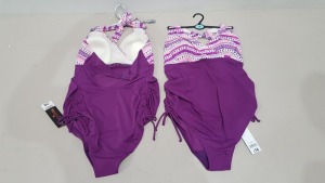 20 X BRAND NEW GEORGE WOMENS 1 PIECE BATHING SUITS - IN PURPLE - IN MIXED SIZES UK 12 / 14