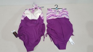 20 X BRAND NEW GEORGE WOMENS 1 PIECE BATHING SUITS - IN PURPLE - IN MIXED SIZES UK 12 / 14