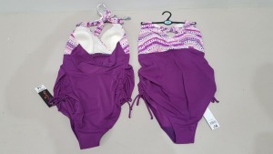 20 X BRAND NEW GEORGE WOMENS 1 PIECE BATHING SUITS - IN PURPLE - IN MIXED SIZES UK 12 / 14