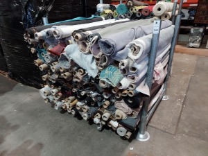 APPROX 120 X PART ROLLS & ENDS OF FABRIC IN VARIOUS COLOURS AND PATTERNS (IN A STILLAGE - NOT INCLUDED)