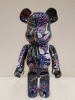 1 X SET OF 3 BEARBRICK MEDICOM JEAN MICHEL BASQUIAT *7 1000% - LARGE 70 CM / MEDIUM 30 CM / SMALL 7 CM - COLLECTABLE ART FIGURES - ( NO ORIGINAL BOX ) - 3