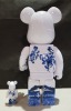 1 X SET OF 2 BEARBRICK MEDICOM UNDERCOVER EFO CERAMIC VINYL - 100% / 400% SIZING - WHITE - COLLECTABLE ART FIGURES - (NO BOX ) - 2