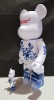 1 X SET OF 2 BEARBRICK MEDICOM UNDERCOVER EFO CERAMIC VINYL - 100% / 400% SIZING - WHITE - COLLECTABLE ART FIGURES - (NO BOX ) - 3