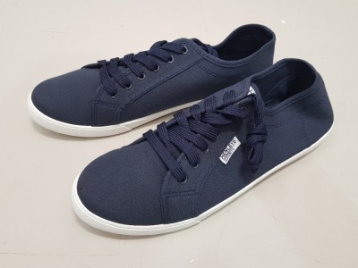 10 X BRAND NEW HENLEYS ORIGINAL CANVAS TRAINERS IN NAVY- ALL IN SIZE UK 10 - RRP £ 24.99 - IN 1 BOX