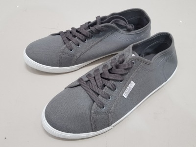 10 X BRAND NEW HENLEYS ORIGINAL CANVAS TRAINERS IN CHARCOAL GREY - ALL IN SIZE UK 10 - RRP £ 24.99 - IN 1 BOX