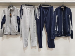 10 X BRAND NEW TBY SPORTS FULL TRACKSUIT IN GREY, NAVY AND BLACK IN MIXED SIZES TO INCLUDE L, XL AND 2XL