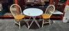 1 X BRAND NEW WOODEN TABLE SET WITH TWO CHAIRS 80CM DIAMETER HEIGHT 73CM