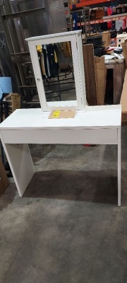 2 X BRAND NEW MIXED LOT TO INCLUDE 1 X MIRROR CABINET SIZE 39CM W X 60CMH X13CM D , 1X DRESSING TABLE WITH 1 DRAWER SIZE 100CMW X 80CMH X 40CMD