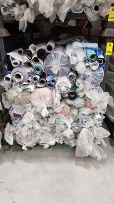 APPROX 150 X PART ROLLS & ENDS OF FABRIC IN VARIOUS COLOURS AND PATTERNS ( IN A STILLAGE - NOT INCLUDED )