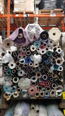 APPROX 150 X PART ROLLS & ENDS OF FABRIC IN VARIOUS COLOURS AND PATTERNS ( IN A STILLAGE - NOT INCLUDED )