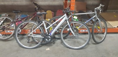 3 PIECE BIKE LOT CONTAINING 1 X APOLLO CIPHER BIKE FRAME SIZE 12 INCHES, 1 X APOLLO EXCELLE BIKE FRAME SIZE 17 INCHES AND 1 X SARACEN BIKE FRAME SIZE 19 INCHES