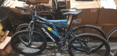 2 PIECE BIKE LOT CONTAINING 1 X MUDDYFOX ANARCHY 100 BIKE FRAME SIZE 21 INCHES AND 1 X UNIMOTO HYPE HX26 MOUNTAIN BIKE FRAME SIZE 19 INCHES