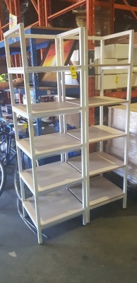 2 X 5 TIER SHELVING UNIT WITH WOODEN BOARDS H 190CM X D 50 W 53CM