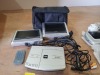 3 PIECE DVD LOT CONTAINING 2 X VENTURER PORTABLE DVD PLAYER SCREENS - WITH 1 X VENTURER DVD PLAYER - INCLUDES ALL POWER LEADS - AND CARRY CASE