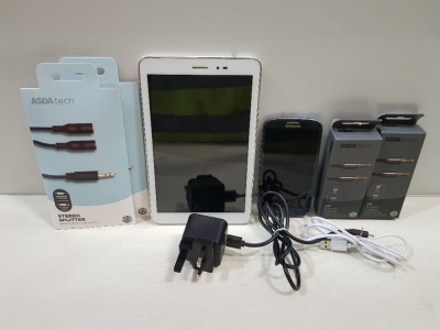 1 X HUAWEI TABLET 64GB STORAGE CHARGER CASE AND 3.5MM JACK CABLE - 1X HTC SMARTPHONE 8GB STORAGE CHARGER CABLE 3.5MM JACK CABLE