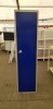 5 X ELITE GREY AND BLUE LOCKERS ( SIZE H 180 CM X W 45 CM X D 45 CM ) AND 1 X 5 TIER SHELVING RACKS (H 180 X W 90 XD 30 CM )