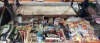 60+ PIECE MIXED LOT CONTAINING PARSKIDE PAINT BRUSH SETS / GARDEN TOOL SETS / ABS MUSCLE TRAINER / LEI FLOWER GARLANDS / HIGH PRESSURE FOOT PUMP / BBQ BRUSHES / SACK RACE SETS / VARIOUS WATCH BATTERIES ETC - ON A FULL BAY