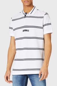 10 X BRAND NEW JACK AND JONES STRIPE COTTON PIQUE POLO SHIRTS IN WHITE IN MIXED SIZES