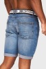 8 X BRAND NEW CROSSHATCH MENS DENIM STRETCH LIGHT WASH BELTED KNEE LENGTH ROLL UP SHORTS SIZES W32, W36, W38, W40, - 2