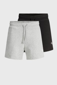 7 X BRAND NEW JACK AND JONES DESIGNER TWO PACK CASUAL COTTON LOUNGE SHORTS IN BLACK AND GREY SIZES MEDIUM