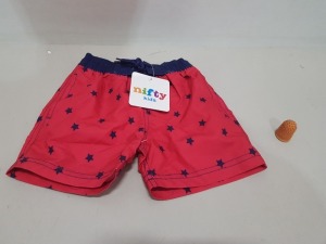 18 X BRAND NEW NIFTY BOYS SWIMMING SHORTS IN RED SIZE 2-3 YEARS