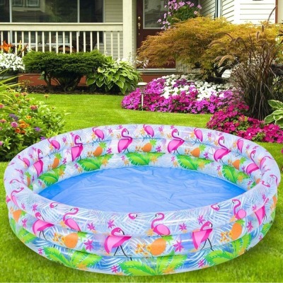 5 X BRAND NEW PMS 3 RING PADDLING POOLS 3X IN VIBRANT FLAMINGO PATTERN 2 X RED RING PATTERN