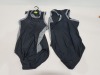 50 X BRAND NEW WORKOUT 1 PIECE SWIMSUITS ZIP UP BACK - IN BLACK AND GREY - IN MIXED SIZES TO INCLUDE UK 8 / 10 / 12