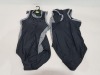 50 X BRAND NEW WORKOUT 1 PIECE SWIMSUITS ZIP UP BACK - IN BLACK AND GREY - IN MIXED SIZES TO INCLUDE UK 10