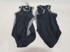 50 X BRAND NEW WORKOUT 1 PIECE SWIMSUITS ZIP UP BACK - IN BLACK AND GREY - IN MIXED SIZES TO INCLUDE UK 10 / 14