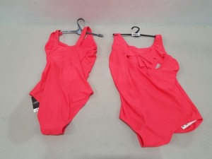 30 X BRAND NEW GEORGE WOMENS 1 PIECE BATHING SUITS - IN LUMINOUS PINK/RED - IN MIXED SIZES UK 12 / 16 /