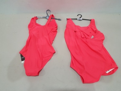 30 X BRAND NEW GEORGE WOMENS 1 PIECE BATHING SUITS - IN LUMINOUS PINK/RED - IN MIXED SIZES UK 12 / 16 /